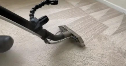 Hot water extraction wand cleaning light carpet in South Bismarck